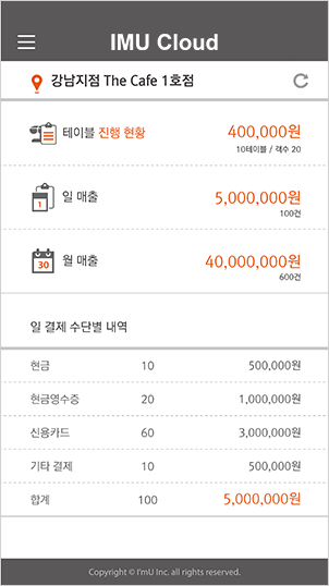 UP CLOUD APP(모바일) 주요 화면